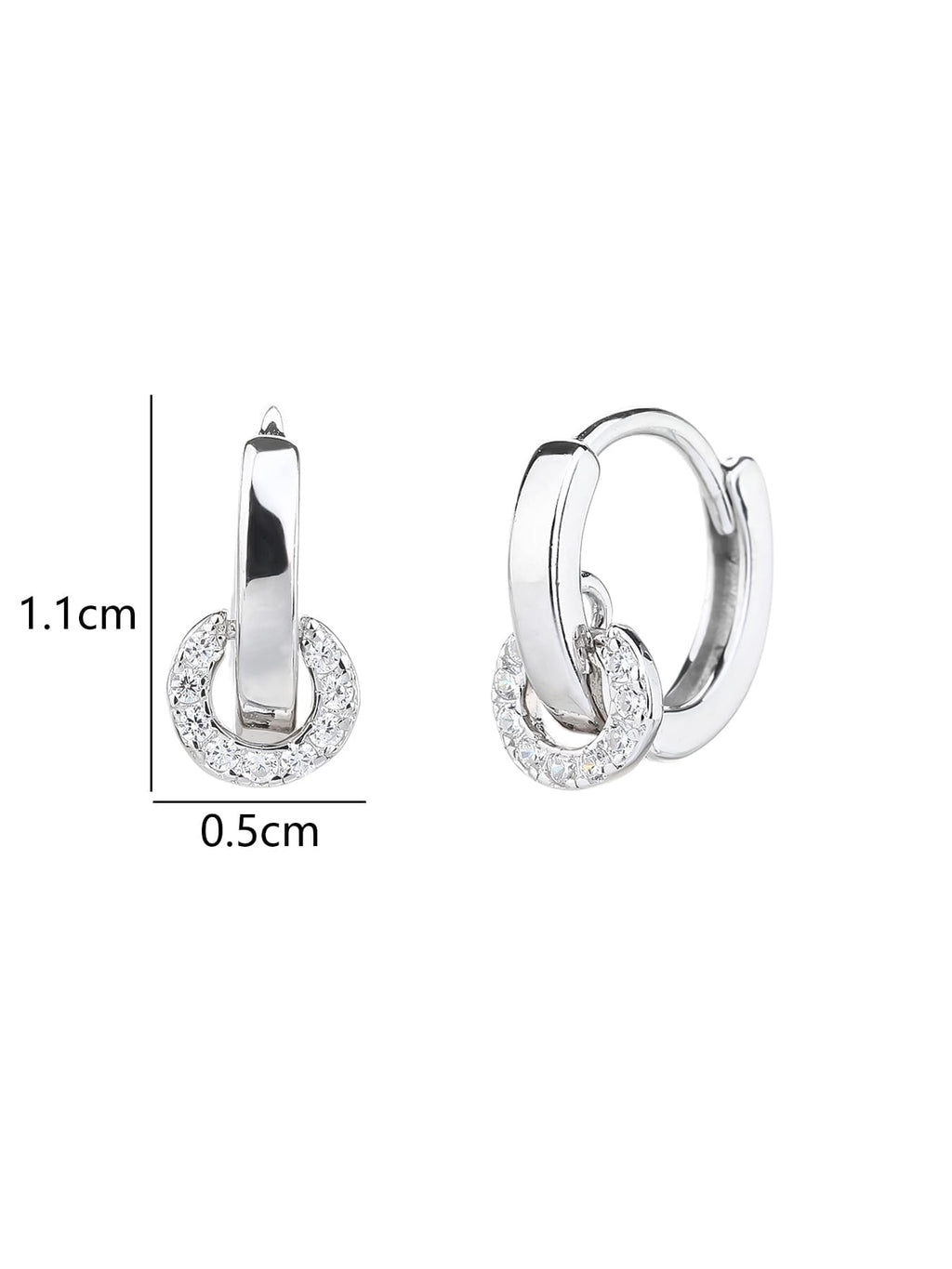 white cubic zirconia stone hoop earrings in hallmarked, rhodium-plated 925 sterling silver – display view – DRESCHER Jewellery®