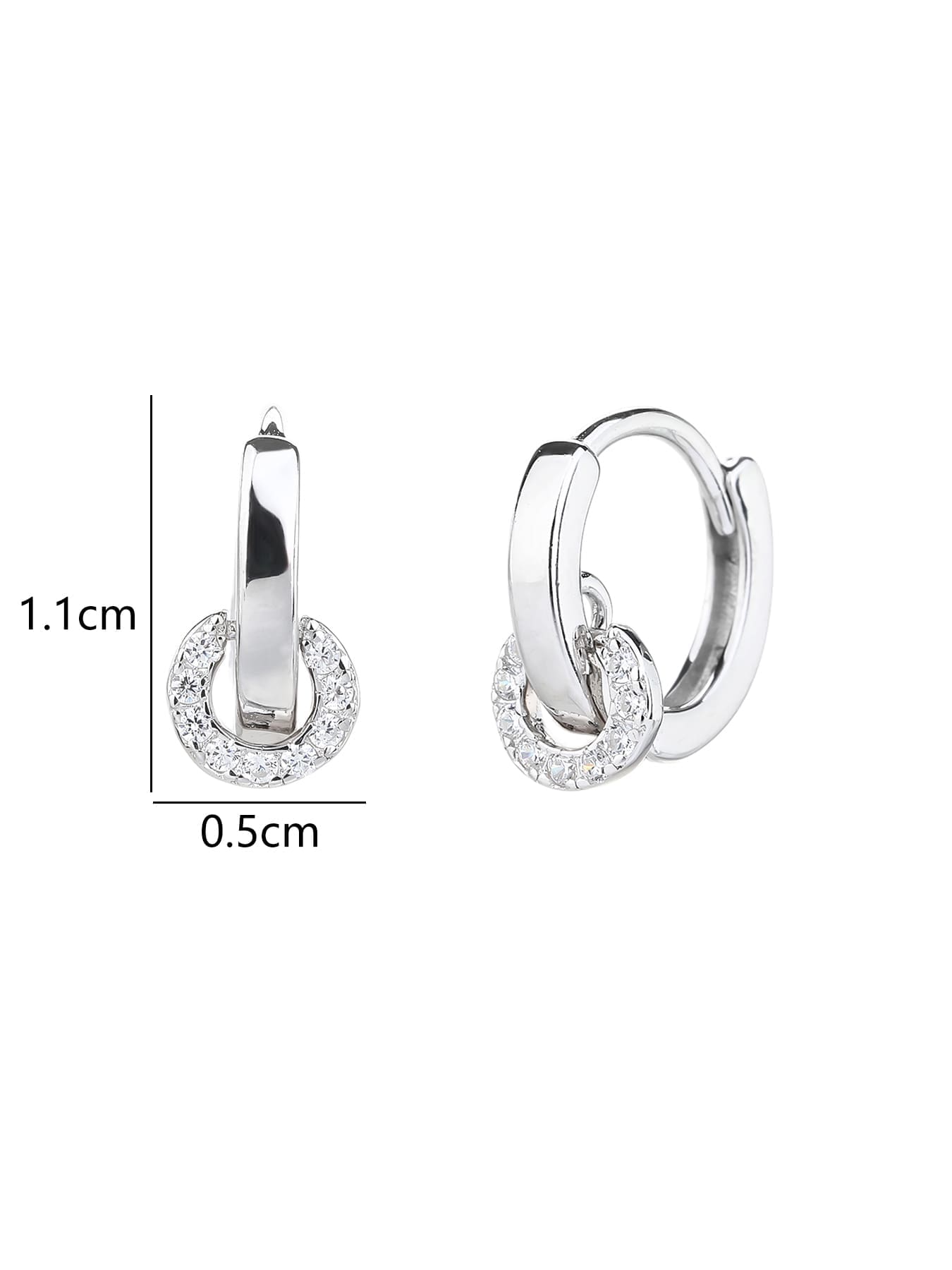 white cubic zirconia stone hoop earrings in hallmarked, rhodium-plated 925 sterling silver – display view – DRESCHER Jewellery®