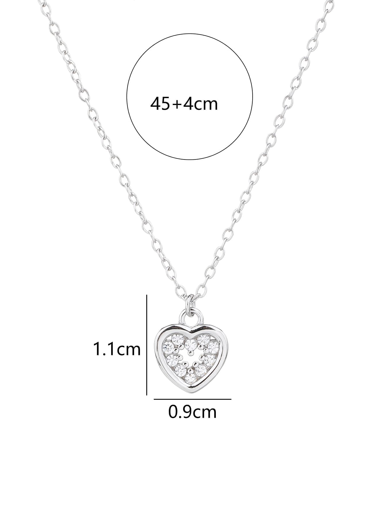 Silver white stone heart necklace