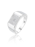 Silver men's ring with white cubic zirconia stones