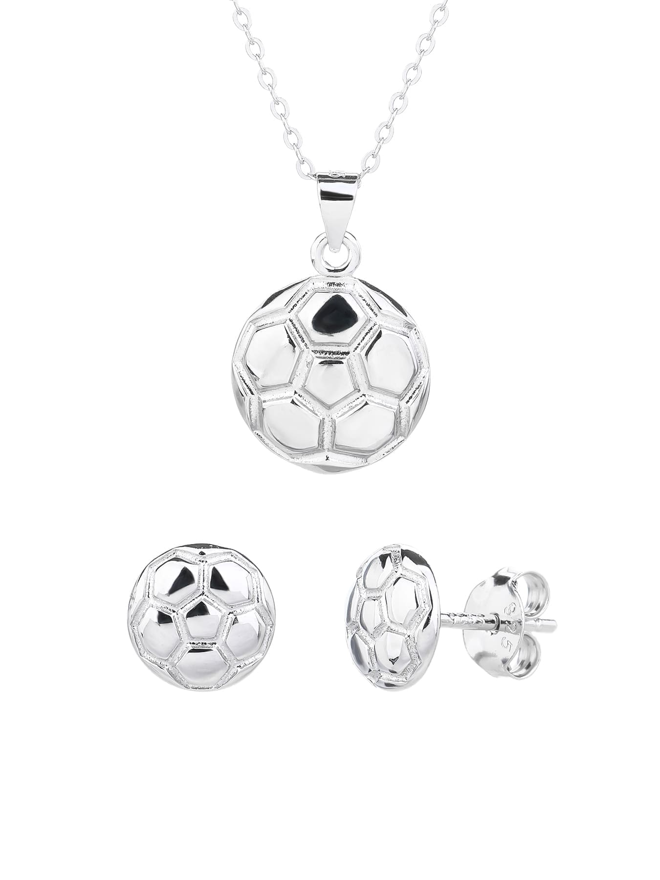 football wedge set in hallmarked, rhodium-plated 925 sterling silver – alternate front set view – DRESCHER Jewellery®