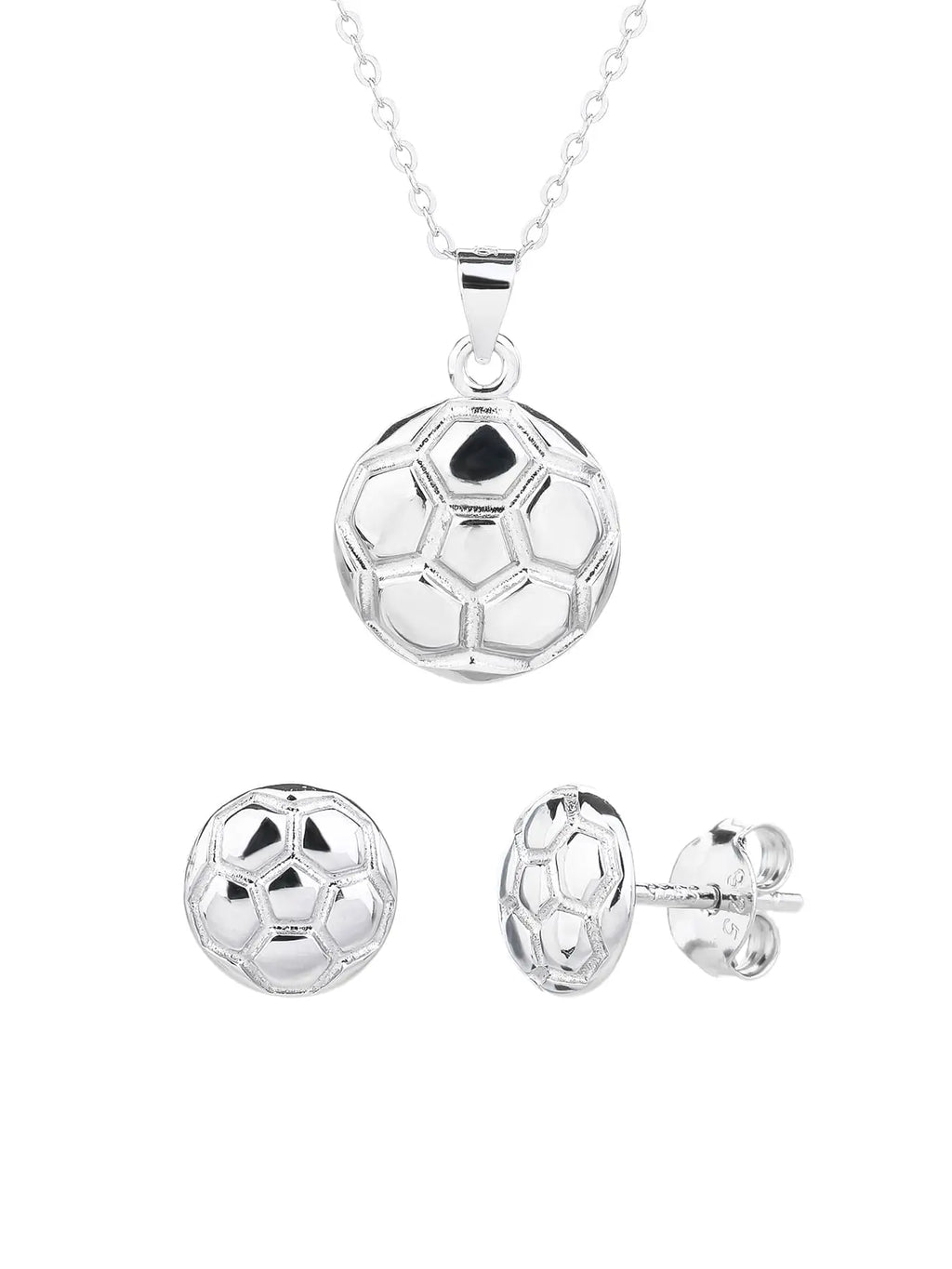 football wedge set in hallmarked, rhodium-plated 925 sterling silver – front set view – DRESCHER Jewellery®