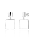 Silver earrings in minimalist square shape
