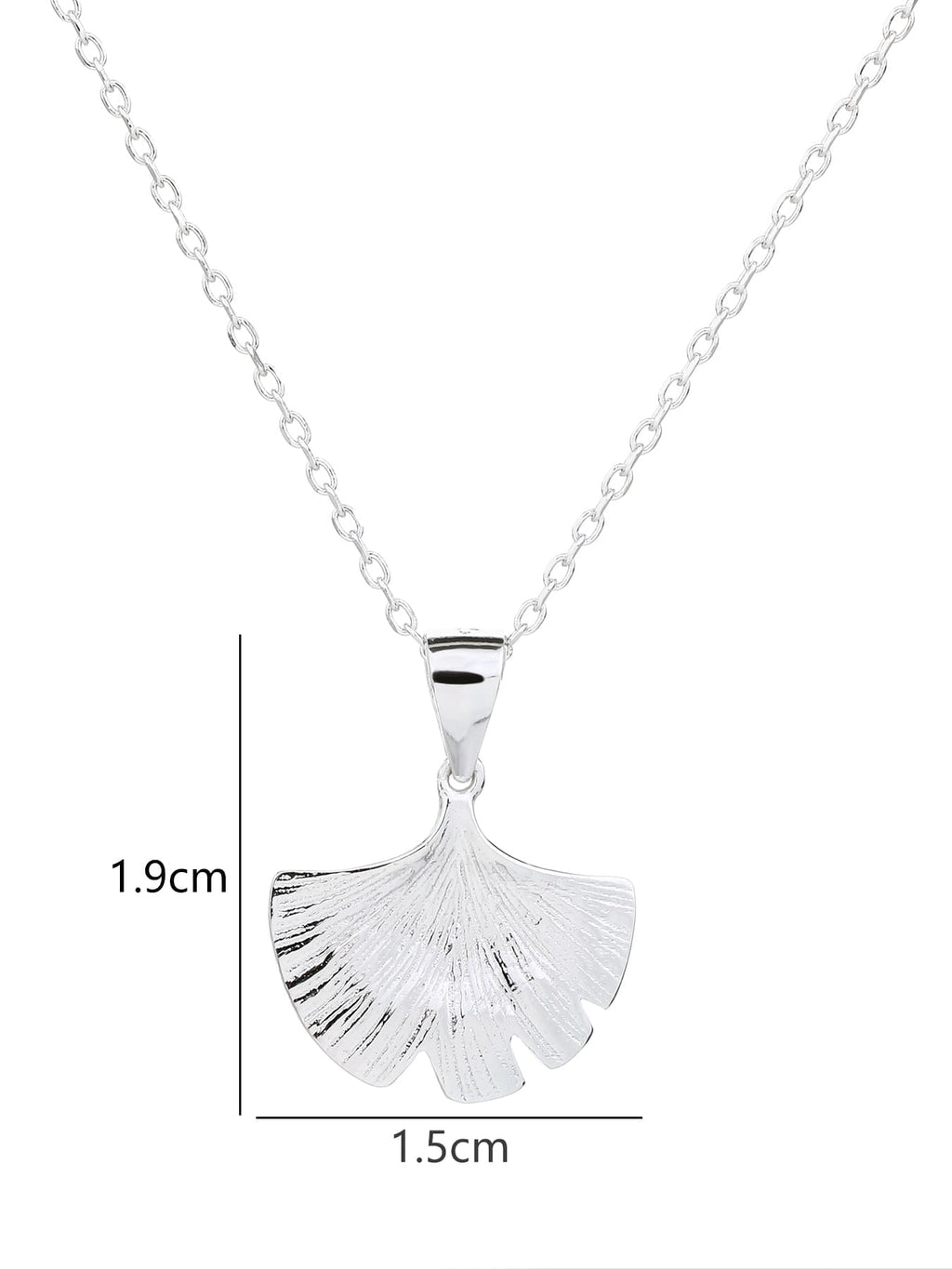 ginkgo biloba leaf necklace in hallmarked, rhodium-plated 925 sterling silver – display view – DRESCHER Jewellery®