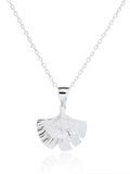 Silver ginkgo biloba leaf necklace