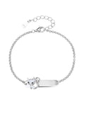 Silver bracelet for children with kitten, engravable (13+4 cm)