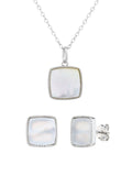Silver pearl rectangular bead set