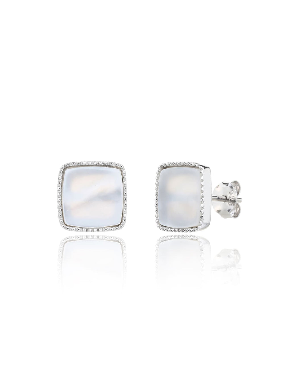 Rectangular pearl-bead jewellery set, crafted with hallmarked, rhodium-plated 925 sterling silver – pendant front view – DRESCHER Jewellery®