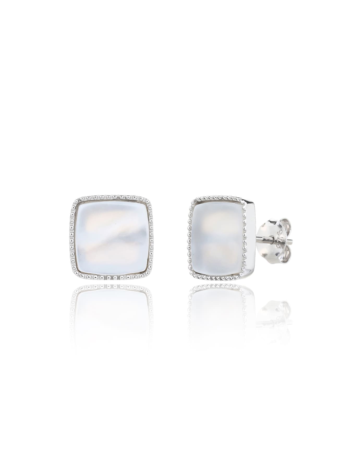 Rectangular pearl-bead jewellery set, crafted with hallmarked, rhodium-plated 925 sterling silver – pendant front view – DRESCHER Jewellery®