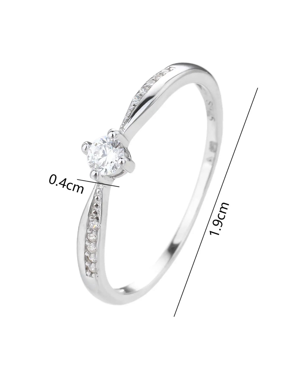 Silver ring with white cubic zirconia stones