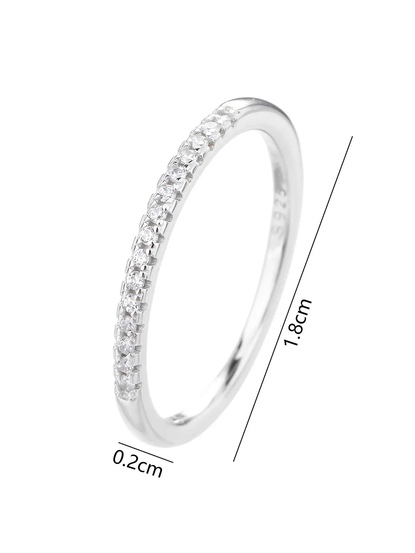 Silver ring with white cubic zirconia stones