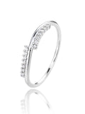 Silver ring with curved lines and zirconia decoration