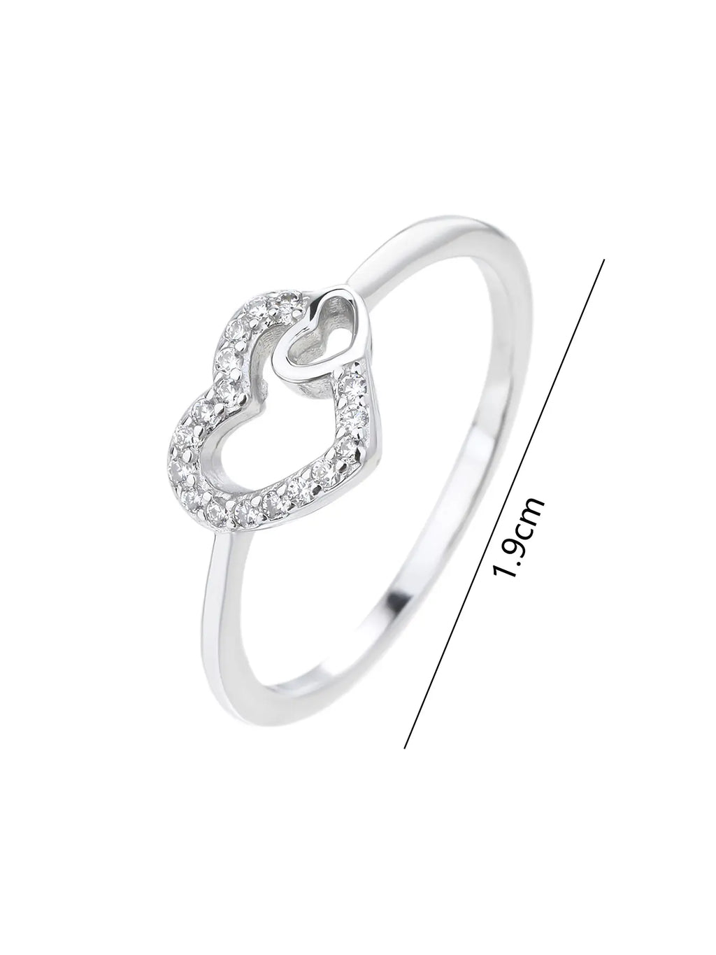 Silver ring with two hearts motif