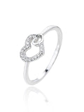 Silver ring with two hearts motif