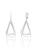 Silver triangle shape earrings with white stones