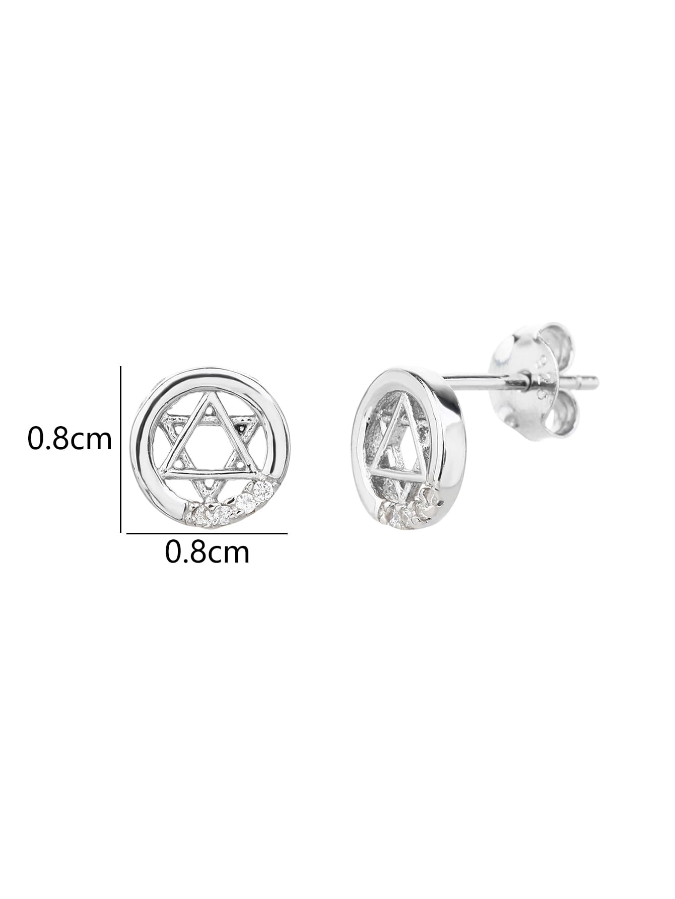 Silver six pointed star earrings with white zirconia