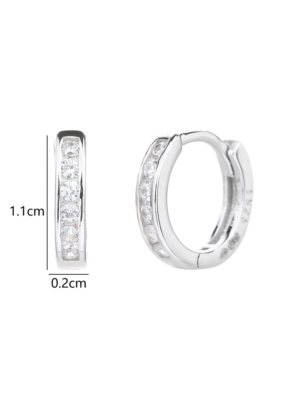 hoop earrings with white cubic zirconia stones in hallmarked, rhodium-plated 925 sterling silver – lifestyle view – DRESCHER Jewellery®