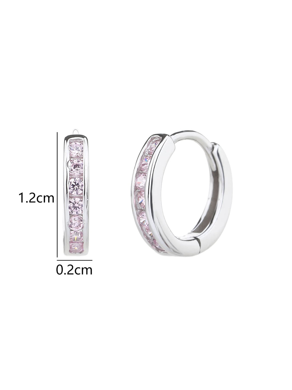 hoop earrings with pink stones in hallmarked, rhodium-plated 925 sterling silver – display view – DRESCHER Jewellery®