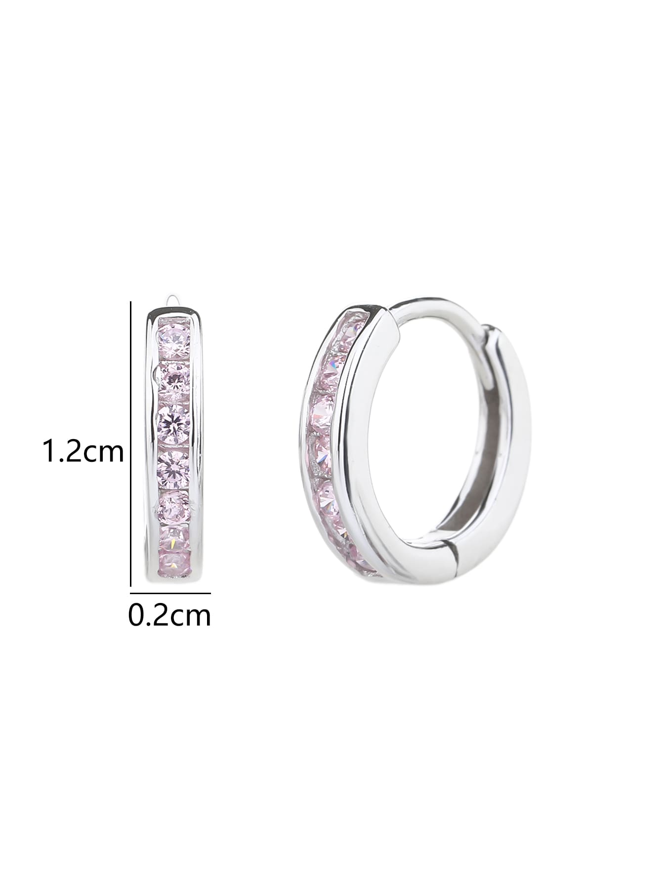 hoop earrings with pink stones in hallmarked, rhodium-plated 925 sterling silver – display view – DRESCHER Jewellery®