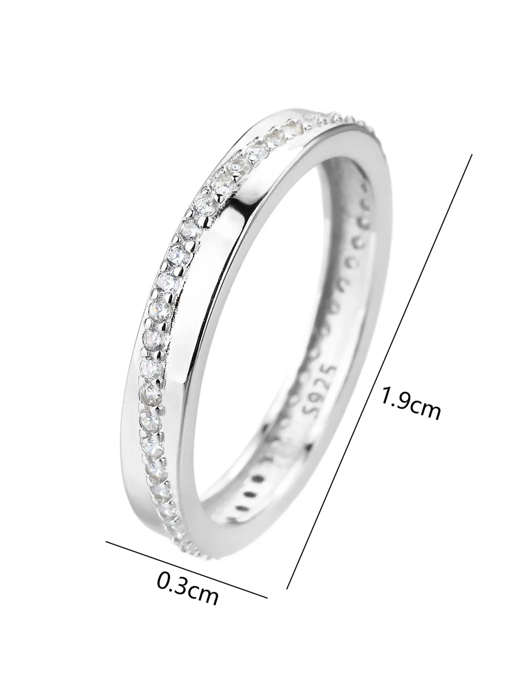 Silver hoop ring with cubic zirconia stones