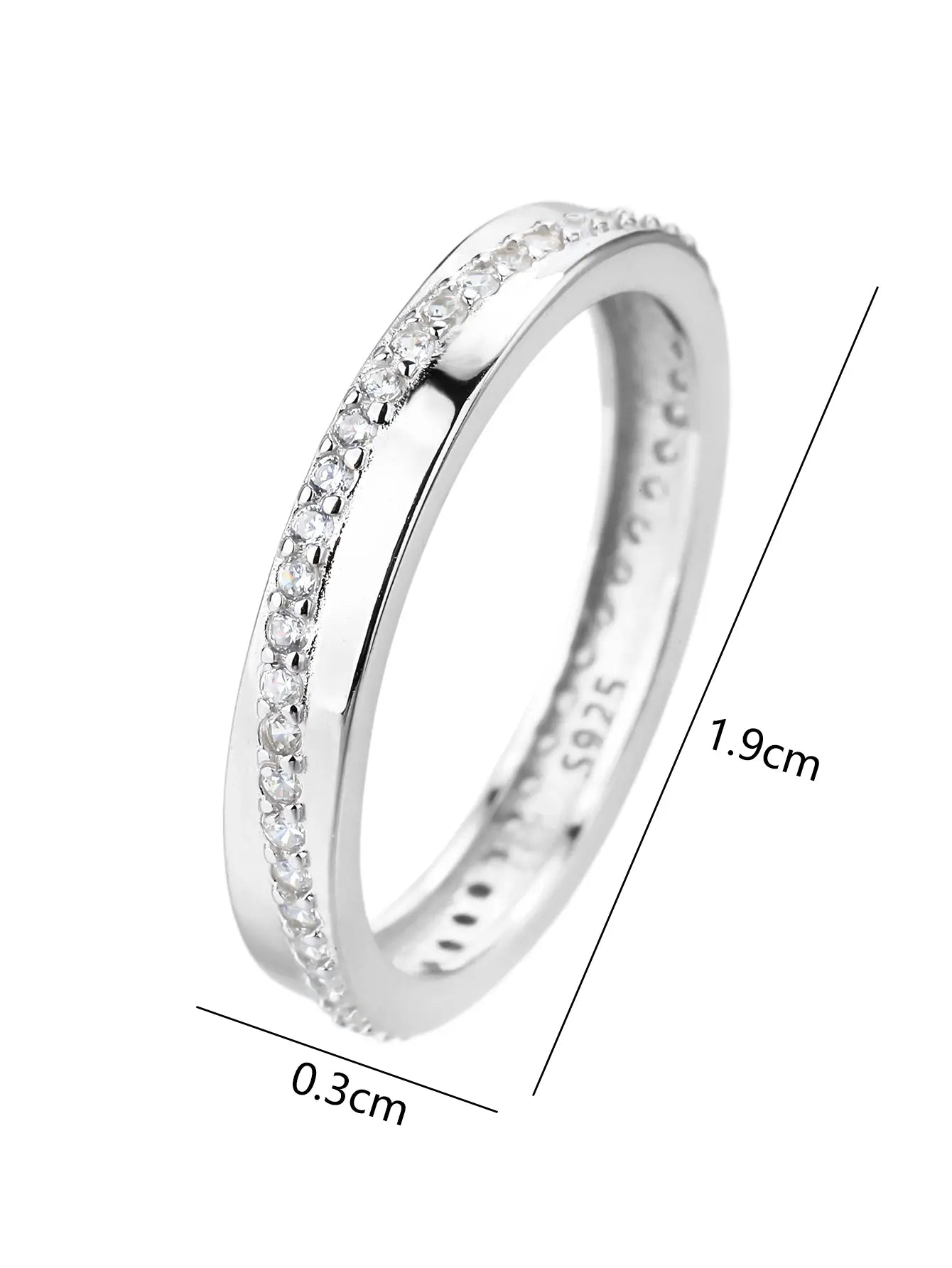 Silver hoop ring with cubic zirconia stones