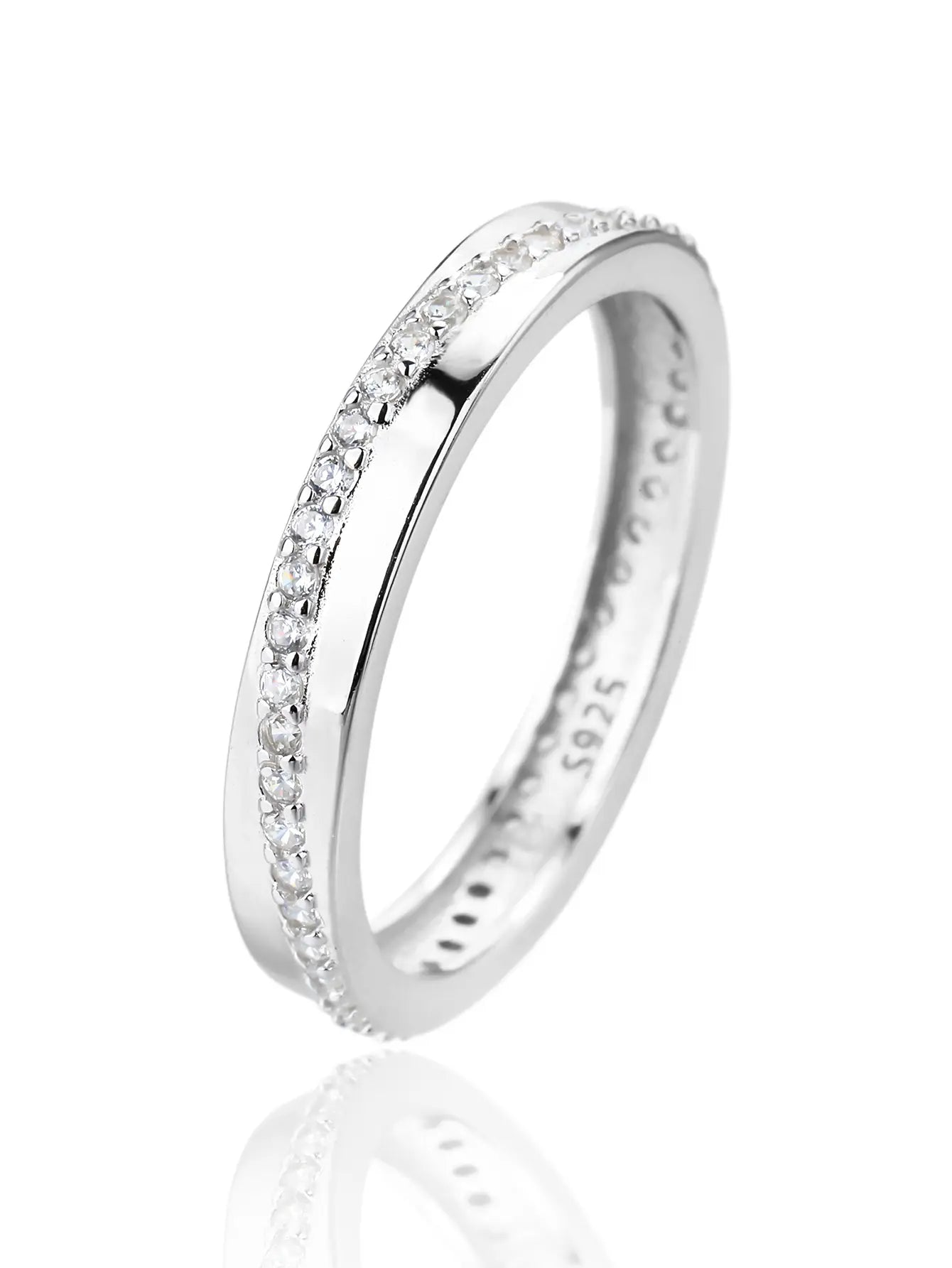 Silver hoop ring with cubic zirconia stones