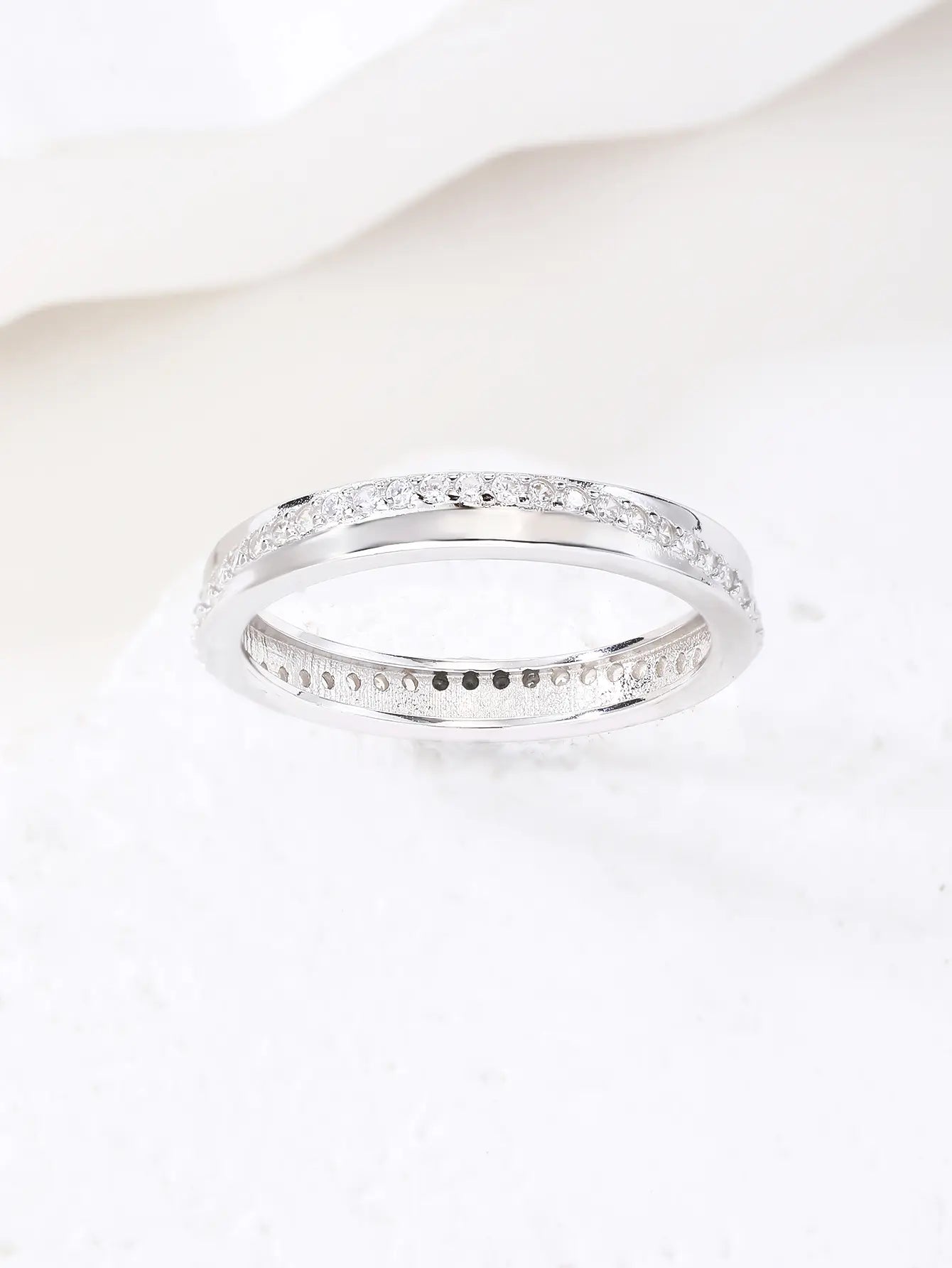 Silver hoop ring with cubic zirconia stones