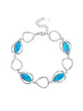 Silver bracelet with drop outline and blue opal stones (16,5+3,5 cm)