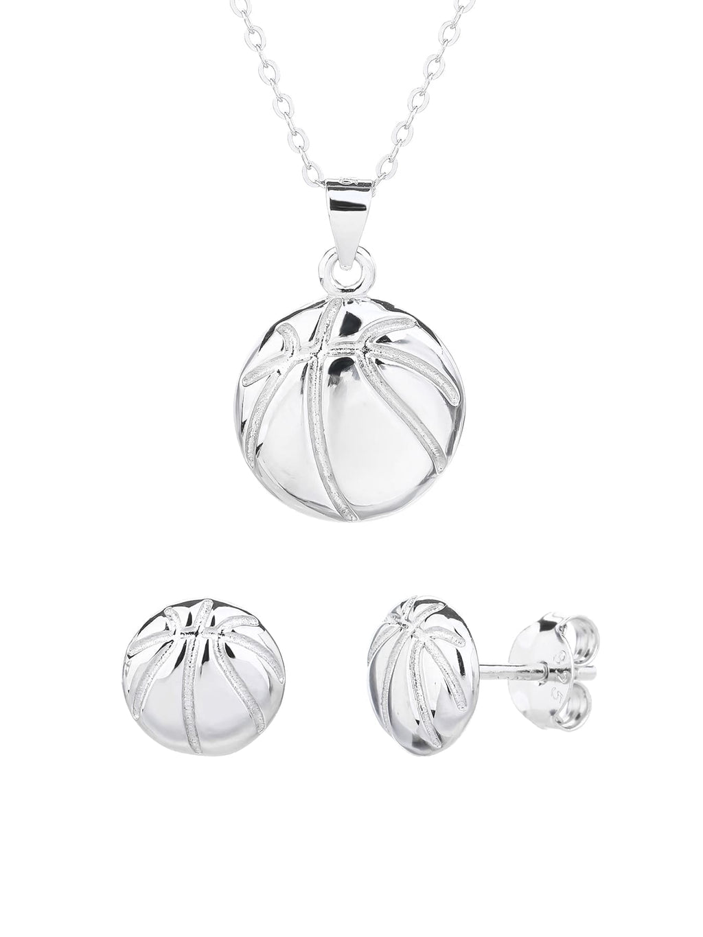 basketball wedge set in hallmarked, rhodium-plated 925 sterling silver – alternate front set view – DRESCHER Jewellery®