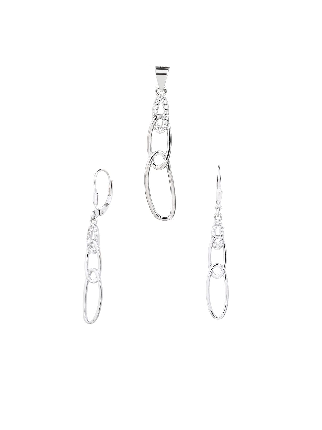 chain eye set with white stones in hallmarked, rhodium-plated 925 sterling silver – worn view – DRESCHER Jewellery®