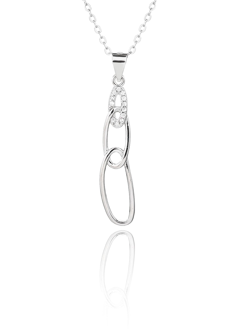 chain eye set with white stones in hallmarked, rhodium-plated 925 sterling silver – detail view – DRESCHER Jewellery®