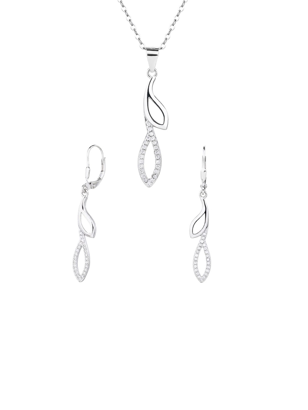 white stone design set with patent lock in hallmarked, rhodium-plated 925 sterling silver – component view – DRESCHER Jewellery®