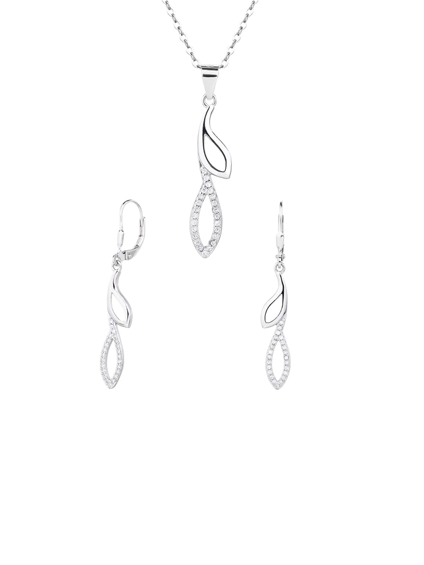 white stone design set with patent lock in hallmarked, rhodium-plated 925 sterling silver – component view – DRESCHER Jewellery®