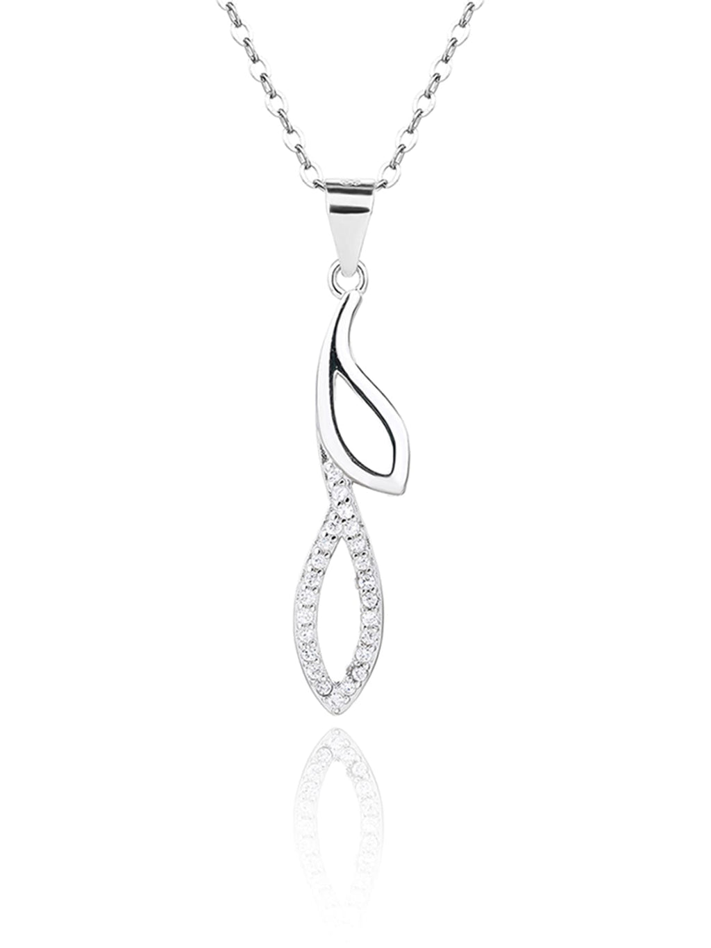 white stone design set with patent lock in hallmarked, rhodium-plated 925 sterling silver – alternate component view – DRESCHER Jewellery®