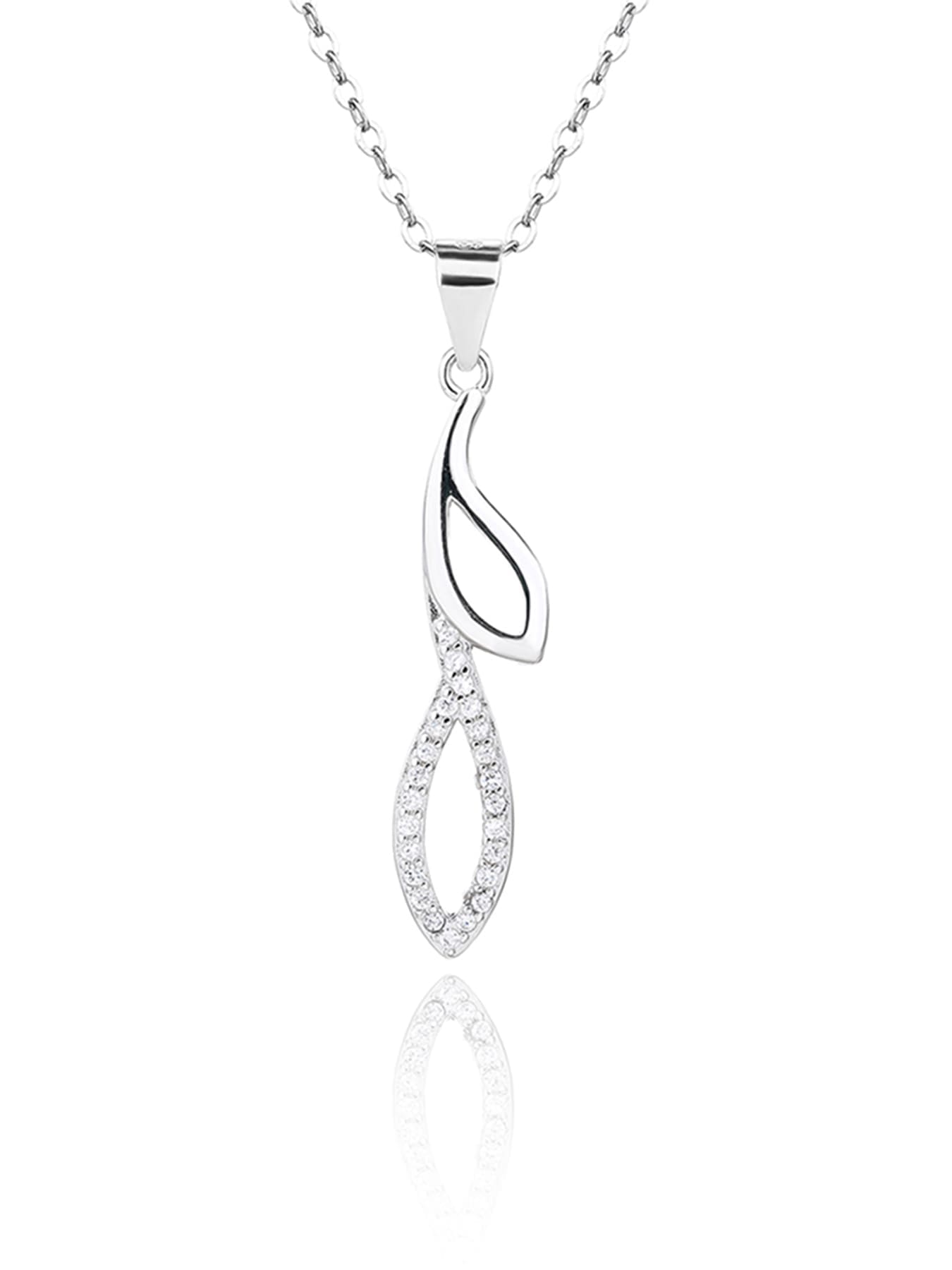 white stone design set with patent lock in hallmarked, rhodium-plated 925 sterling silver – alternate component view – DRESCHER Jewellery®