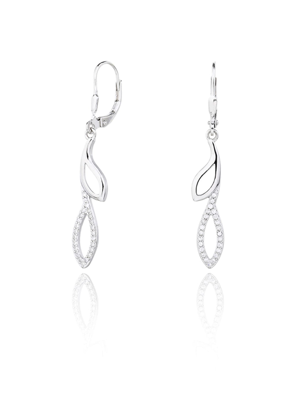 white stone design set with patent lock in hallmarked, rhodium-plated 925 sterling silver – detail view – DRESCHER Jewellery®