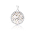 Silver pendant Tree of Life motif with zirconia decoration and mother of pearl inlay