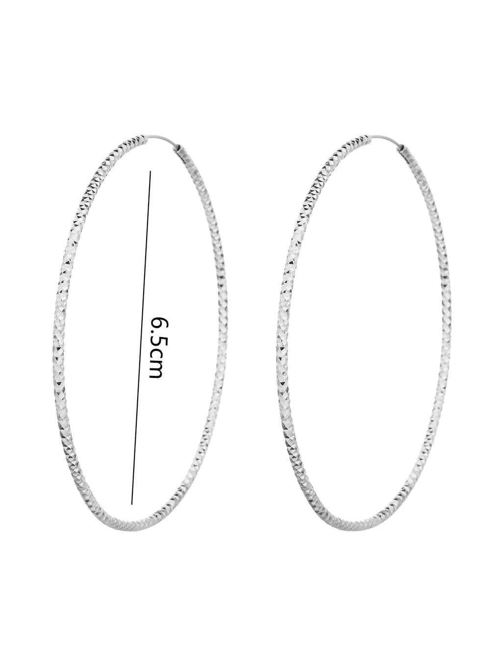 Large diamond-cut hoop earrings in hallmarked, rhodium-plated 925 sterling silver – 6.5 cm dimensions – DRESCHER Jewellery®