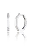 Silver octagonal white stone earrings