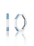 Silver octagonal light blue stone earrings