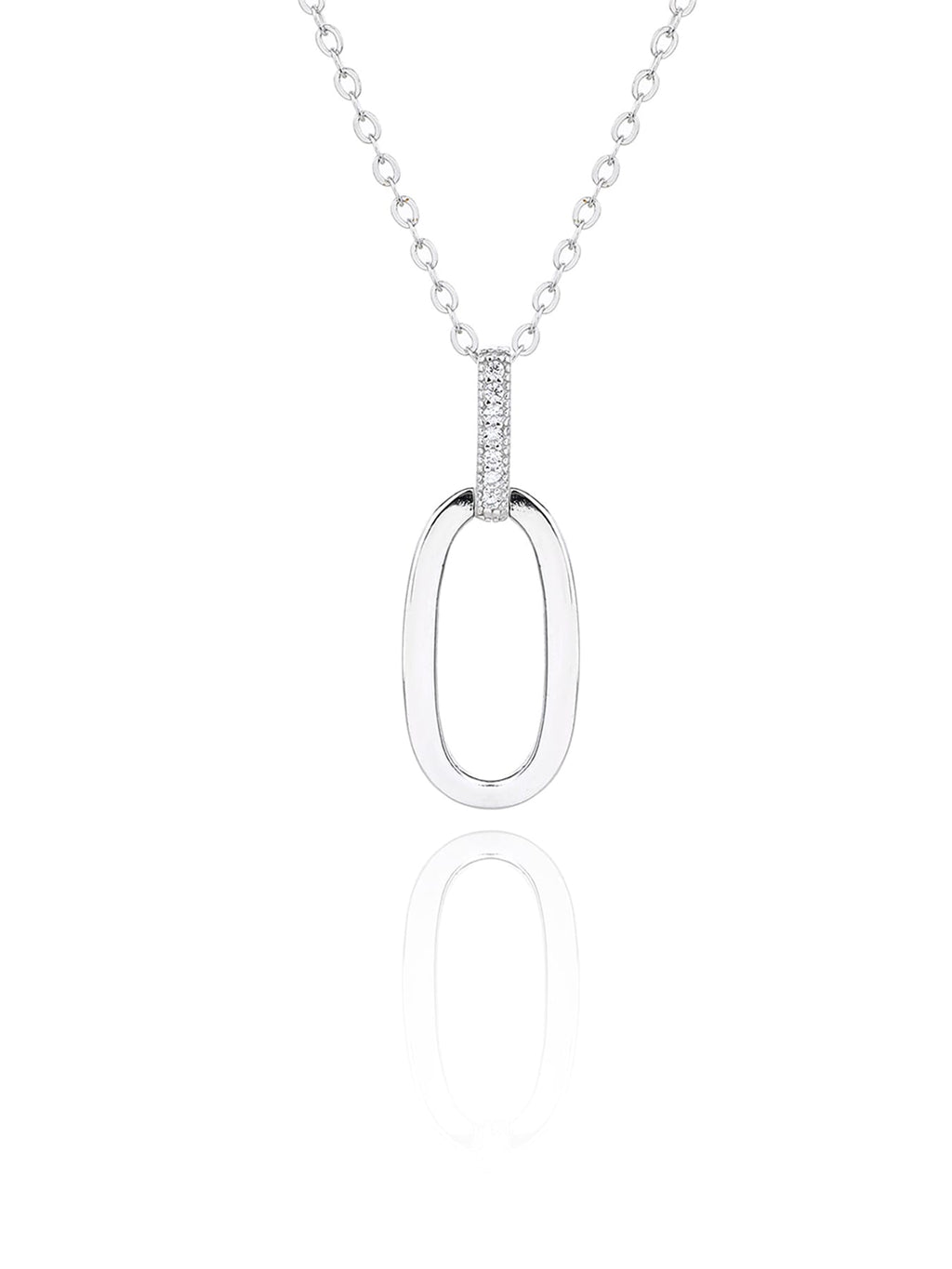 oval jeweled with white cubic zirconia stones in hallmarked, rhodium-plated 925 sterling silver – component view – DRESCHER Jewellery®