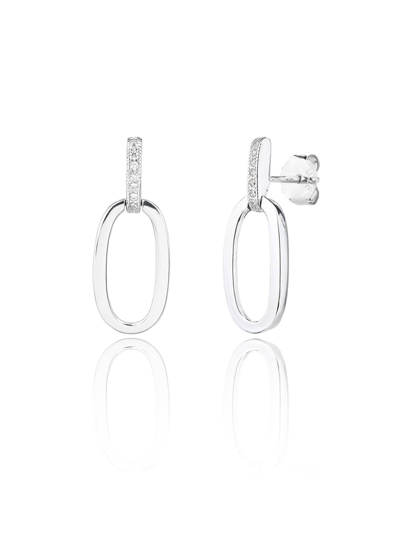 oval jeweled with white cubic zirconia stones in hallmarked, rhodium-plated 925 sterling silver – lifestyle view – DRESCHER Jewellery®