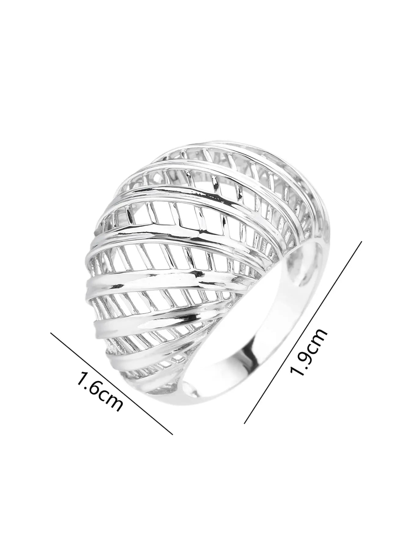 Silver wide striped design ring