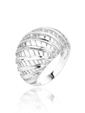 Silver wide striped design ring