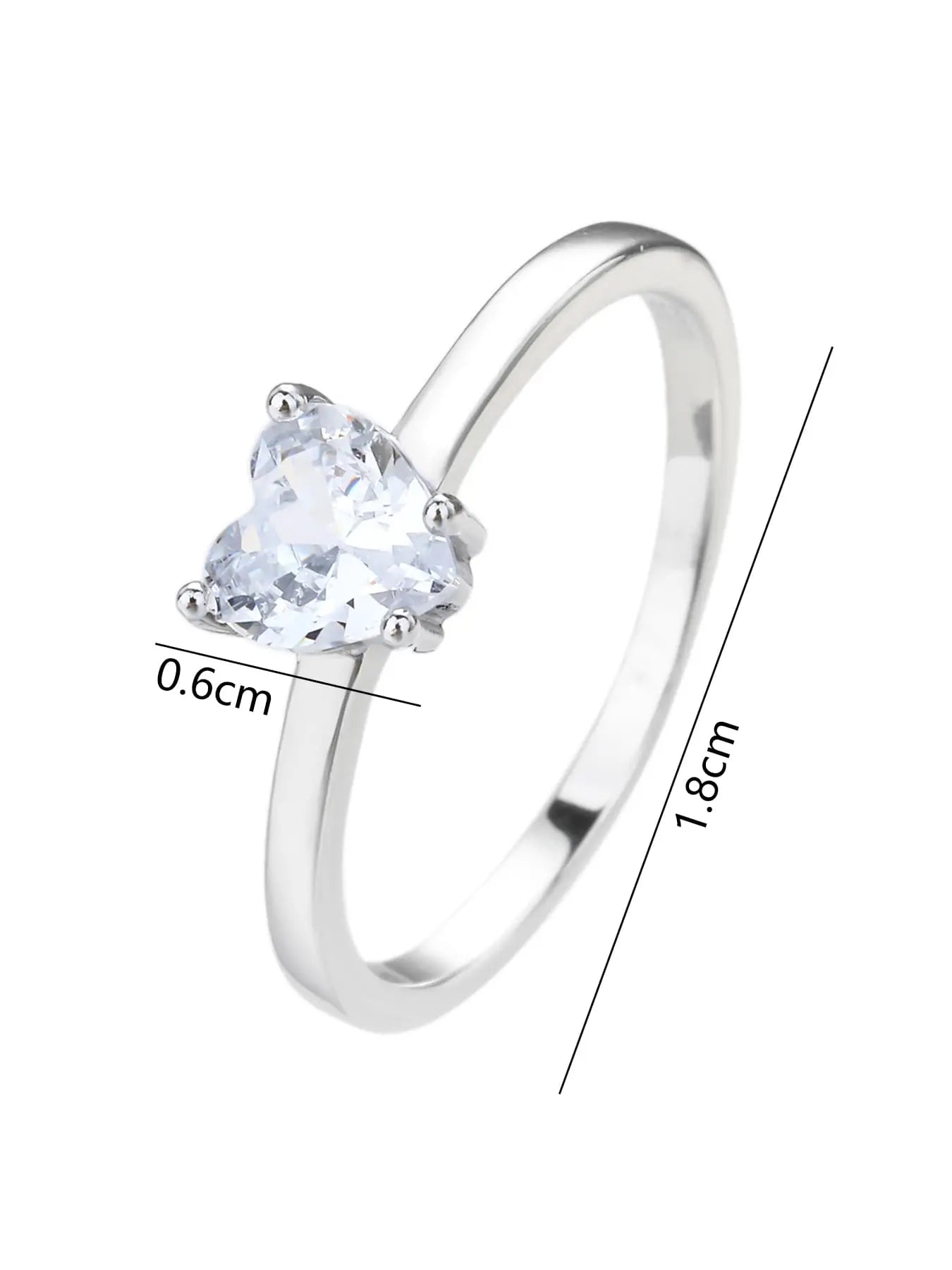 Silver heart shaped stone ring