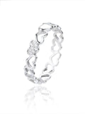 Silver heart motif ring with cubic zirconia decoration