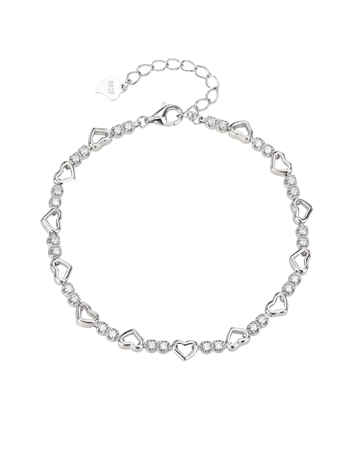 Silver heart bracelet with zirconia stones
