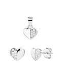Silver heart set with white stones