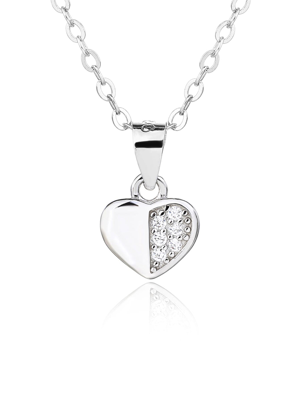 heart set with white stones in hallmarked, rhodium-plated 925 sterling silver – lifestyle view – DRESCHER Jewellery®