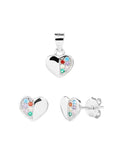 Silver heart set with coloured stones